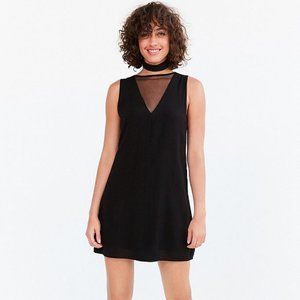 UO Silence + Noise Black Mesh Shift Mini Dress